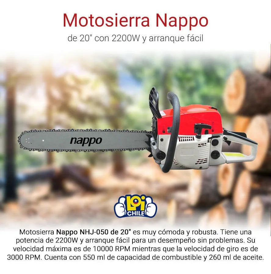 Motosierra Nappo Nhj-050 Roja 20pulg