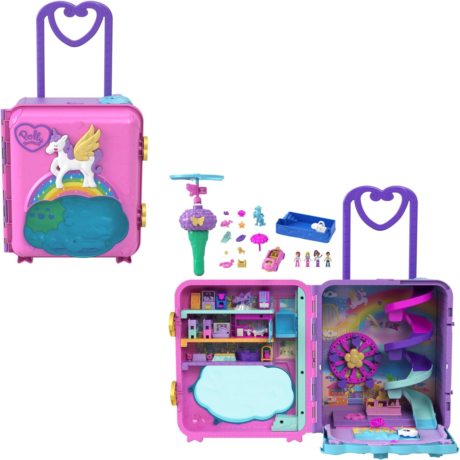SET DE JUEGO POLLYVILLE RESORT ROLL AWAY TOYS HKV43-9564 ROSADO NIÑA