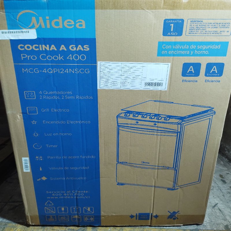 Cocina a Gas 4 Platos Midea MCG-4QPI24NS, Gris