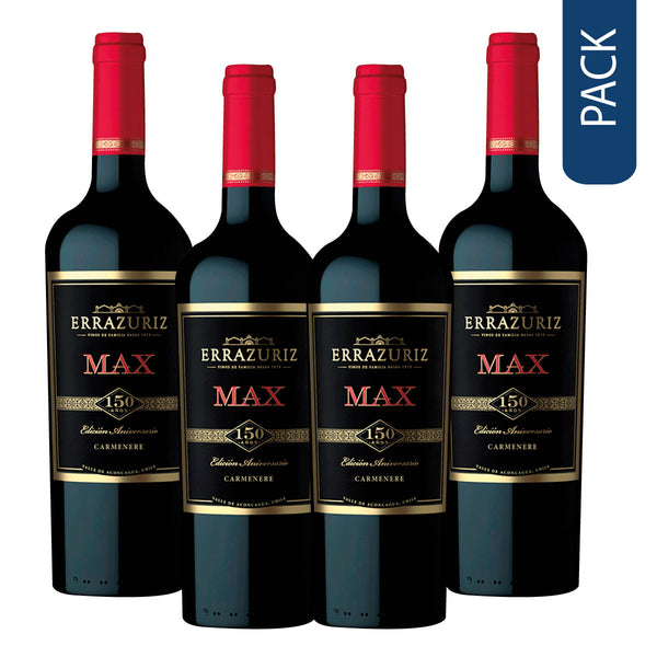 Pack de 4 vinos errazuriz max 150 Años carmenere 2019