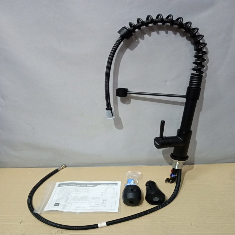 Monomando con caño flexible FDV Top Pro Black 4.0 3 funciones