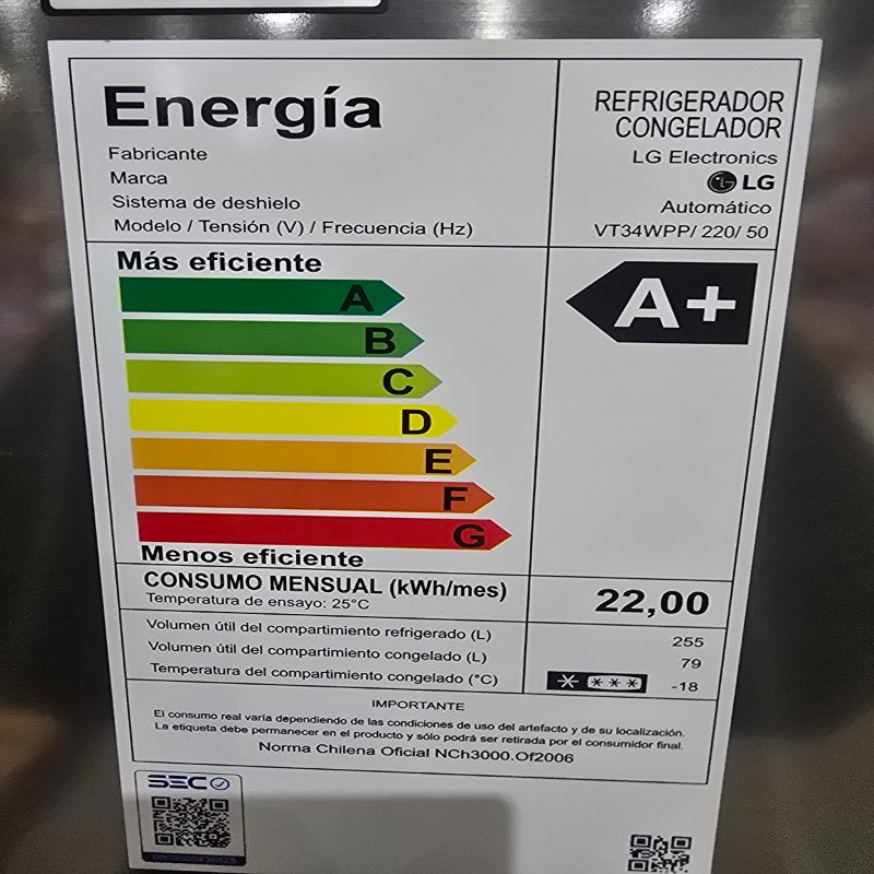 Refrigerador LG VT34WPP Inox 334 Litros