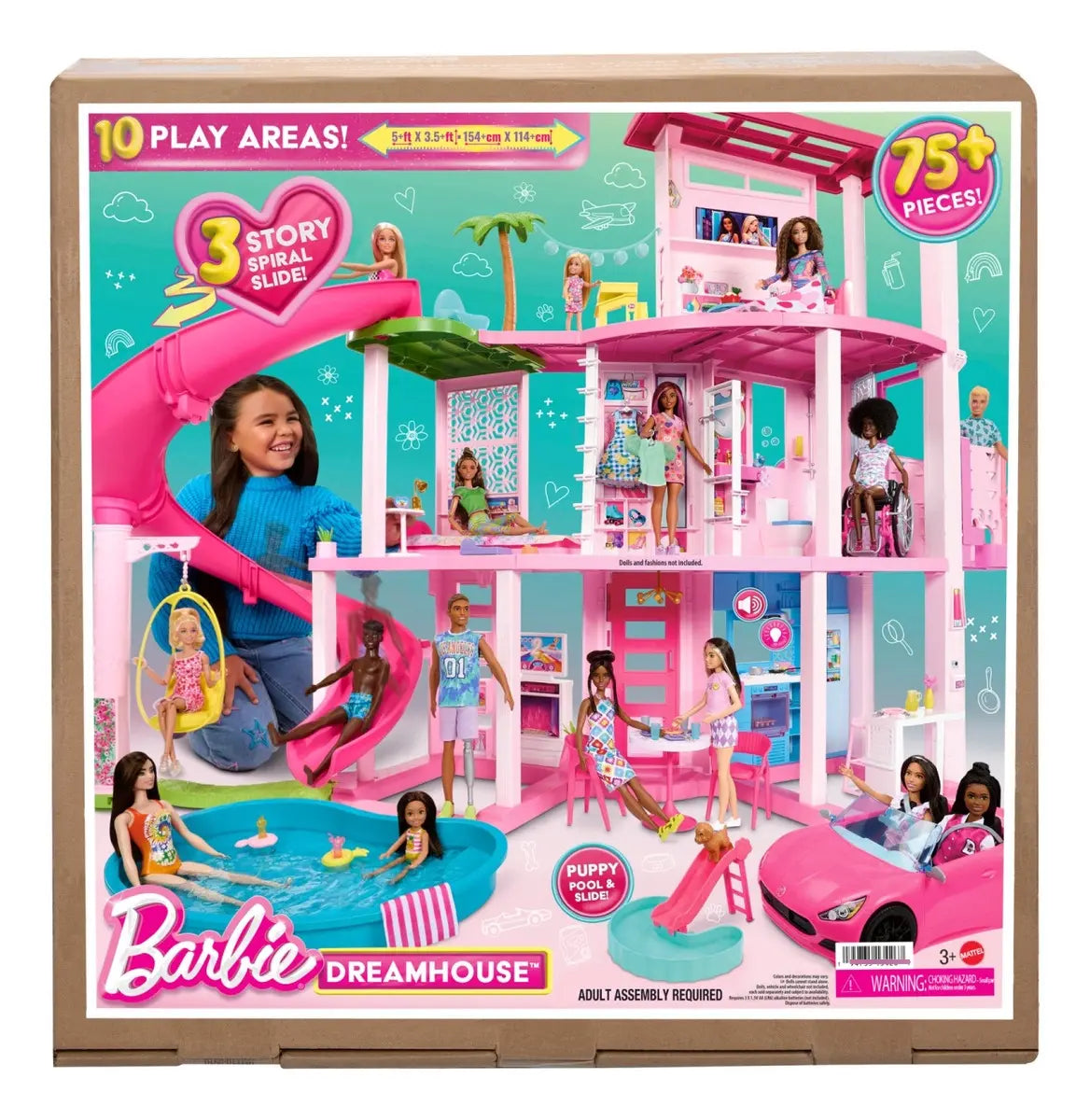 Casa de muñecas Dreamhouse Barbie Mattel HMX10-9564 75 piezas