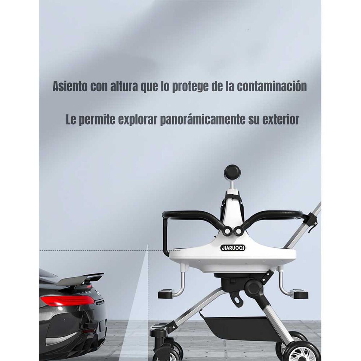 Coche De Paseo Doble Con Sombrilla  Azul Lubabycas Brother Blanco