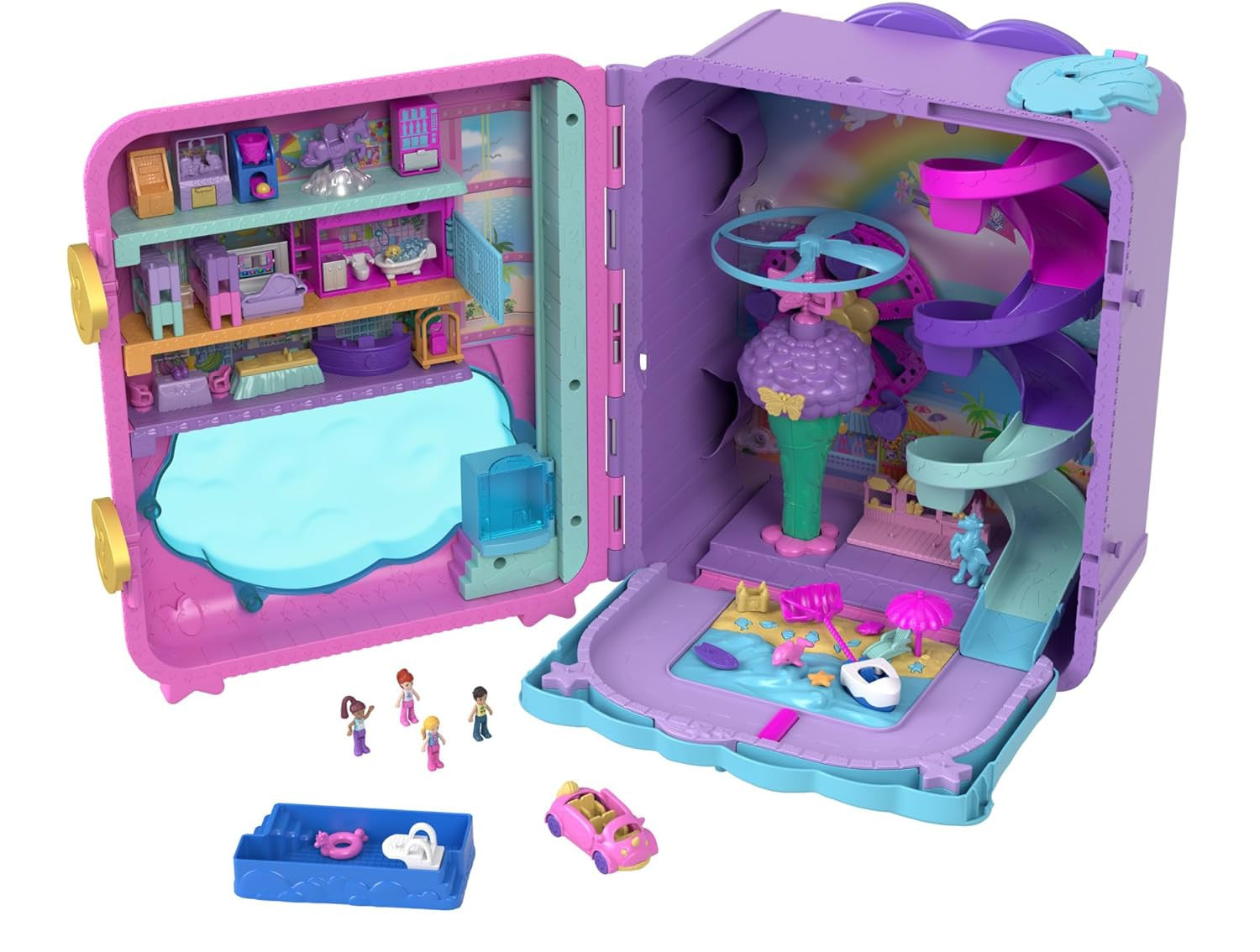 SET DE JUEGO POLLYVILLE RESORT ROLL AWAY TOYS HKV43-9564 ROSADO NIÑA