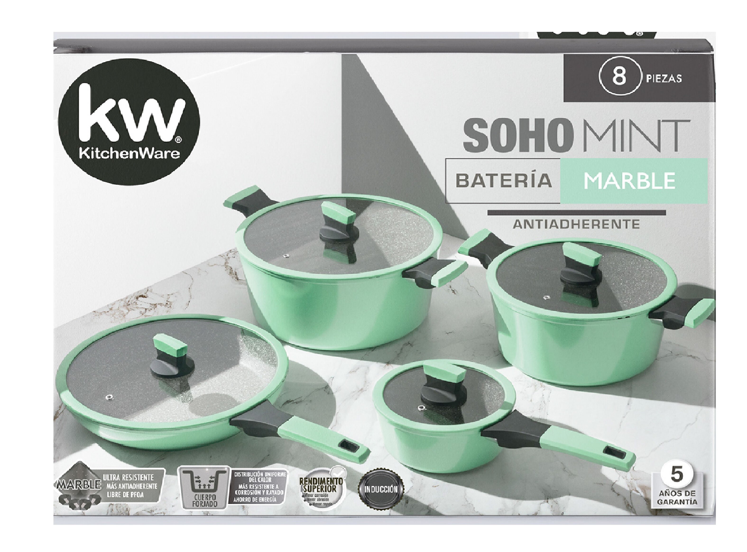 Bateria De Cocina Kitchenware Marble Soho Mint 8 [Openbox] [Mel]