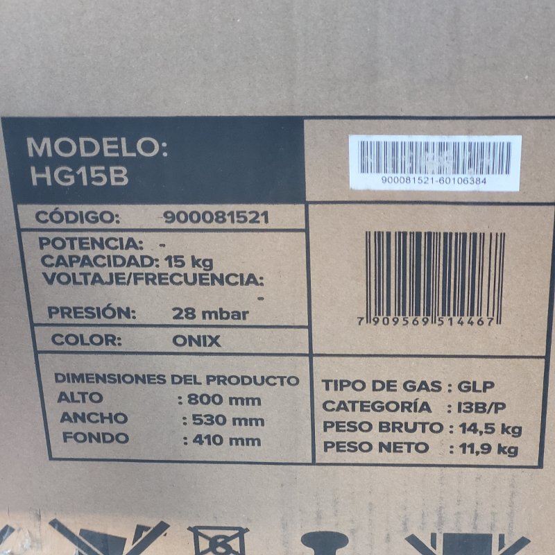 Estufa a Gas Mademsa HG15B Onix 15 kilos