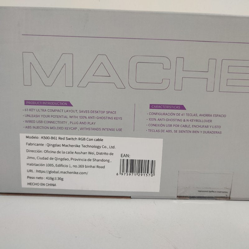 Teclado Mecánico Machenike K500-B61 Red Switch RGB con Cable