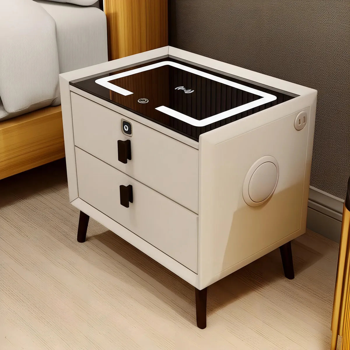 Velador Inteligente de 2 Cajones Blanco