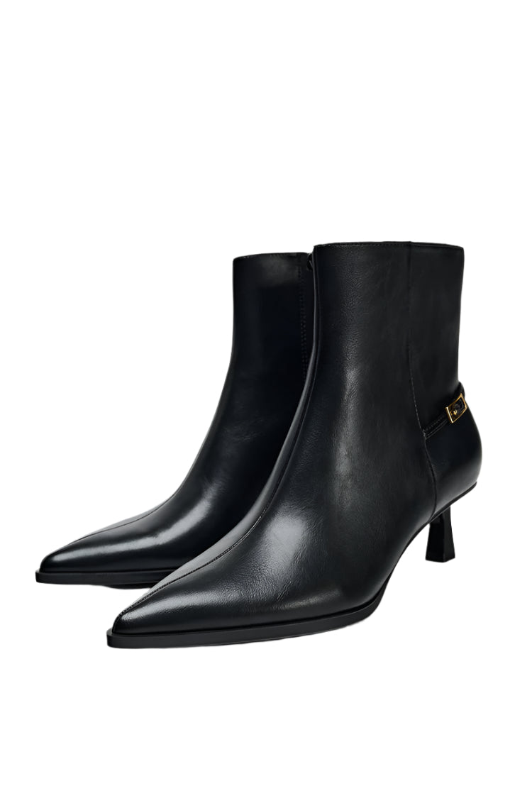 Botines Tacon Hebilla Zara Negro 36