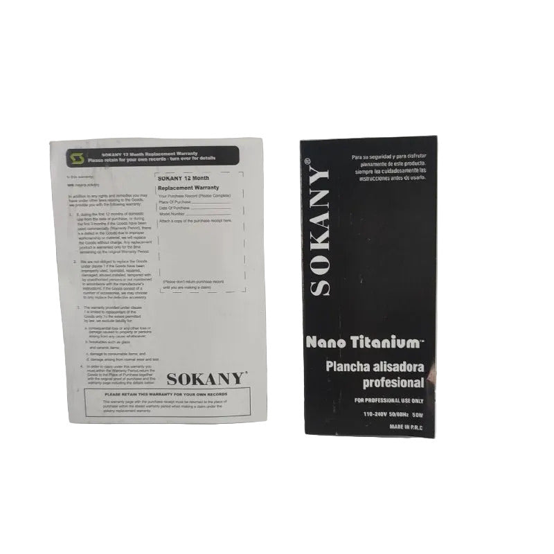 Plancha de Pelo Sokany CS-608 Nano Titanium 750°F 1 1/4 Pulgadas 50W 110-240V