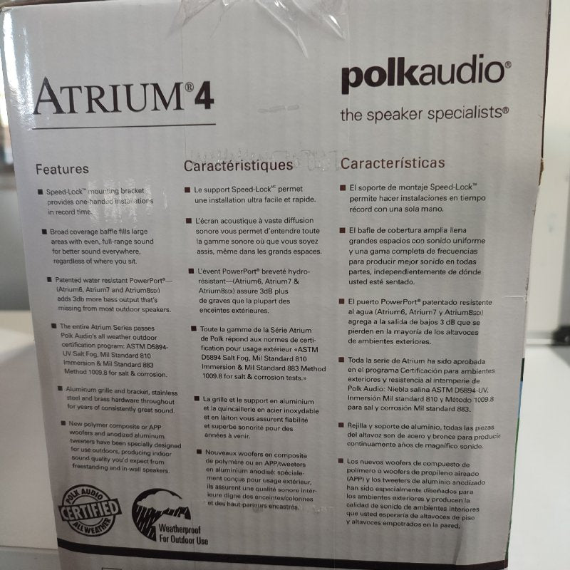 Altavoz Todo Clima Polk Audio Atrium 4, Resistente a la Intemperie para Interiores y Exteriores