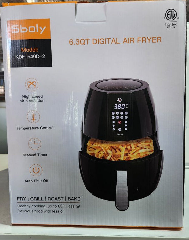 Freidora de Aire Sboly KDF-540D-2 Negra 6.3 Qt 180-400°F