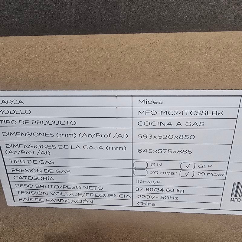 Cocina a Gas 4 Quemadores Midea MFO-MG24TCSSLBK