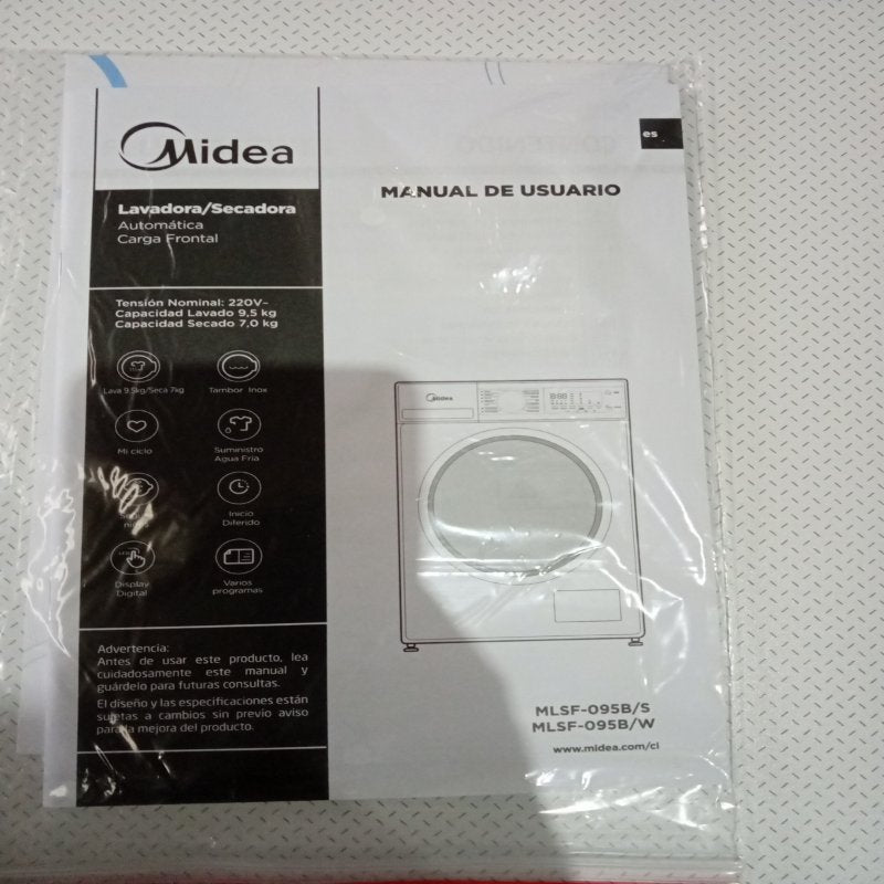 Lavadora/ Secadora Midea MLSF-095B/W 9.5/7kg Carga Frontal