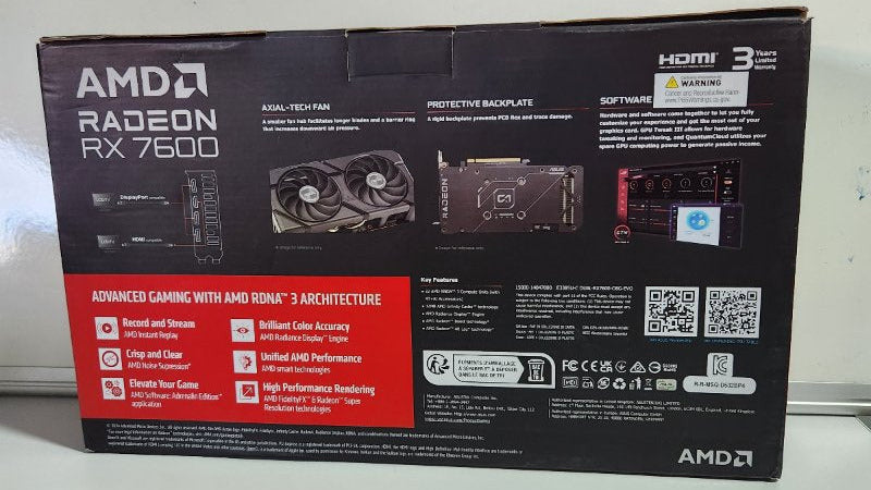 Tarjeta de Video AMD Radeon ASUS DUAL RX 7600 8GB