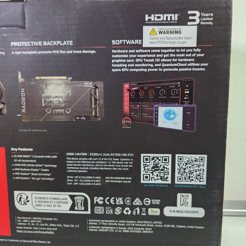 Tarjeta de Video AMD Radeon ASUS DUAL RX 7600 8GB