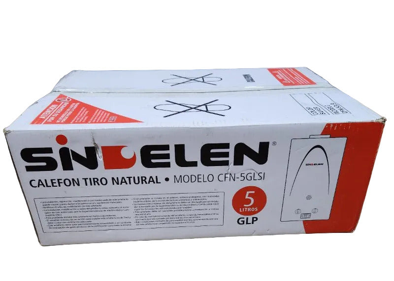 Calefón Tiro Natural a Gas Licuado Petróleo Sindelen CFN-5GLSI Plateado 5 Litros