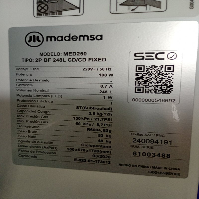 Refrigerador Mabe MED250 248 Litros Gris