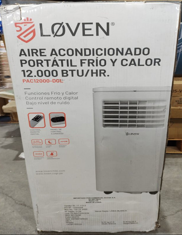 Aire acondicionado portátil Loven PAC 12000 BTU Blanco
