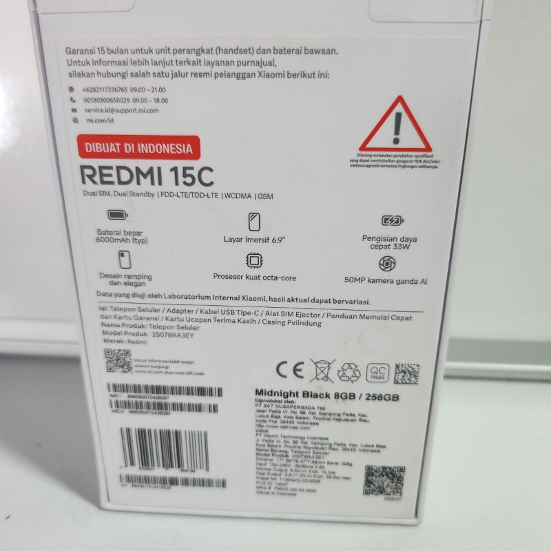 Celular Xiaomi Redmi 15C HyperOS 8GB RAM 256GB Midnight Black