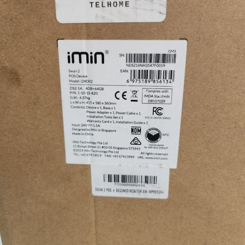 Monitor POS Swan 2 + Pantalla Táctil IMIN I24D02 4GB/64GB