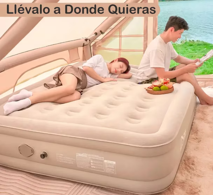 Colchón Inflable Queen Eléctrico Generico, Beige