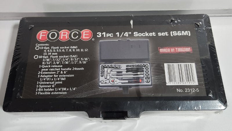 Juego de Dados Hex Force 31 Piezas 1/4" Socket Set (No. 2312-5)