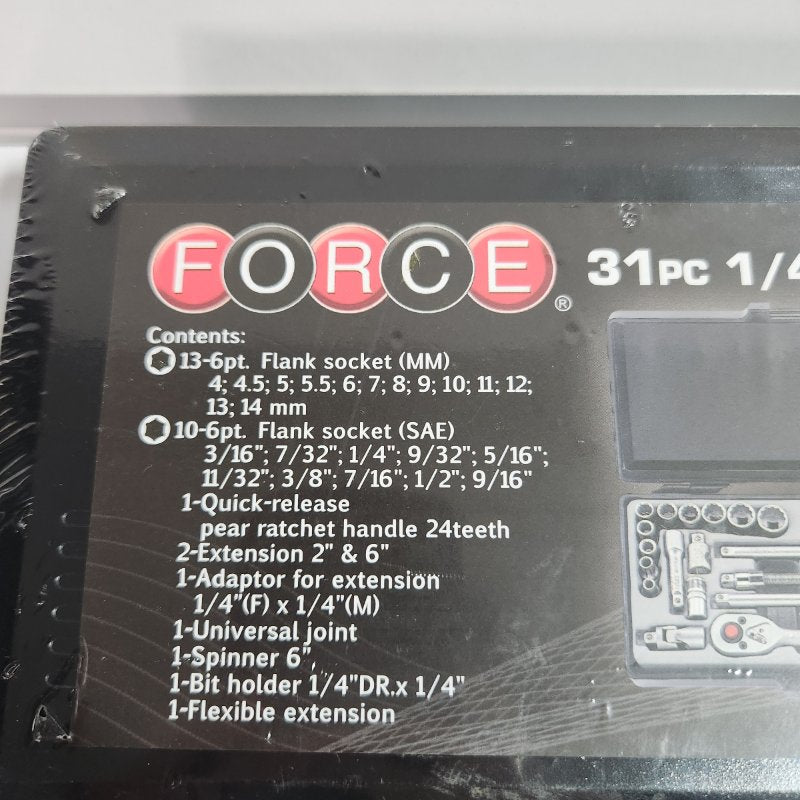 Juego de Dados Hex Force 31 Piezas 1/4" Socket Set (No. 2312-5)
