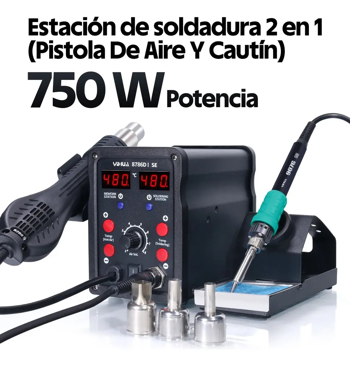 Estación de Soldadura YIHUA 8786D I 750W 220V-240V, Negro