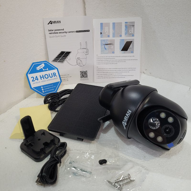 Cámara de Seguridad Anran Solar Full HD con Sonido, Negro