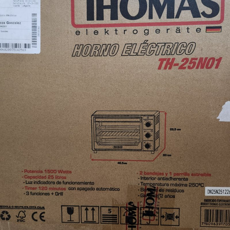 Horno Eléctrico Thomas TH-25N01 25 Litros 1500W