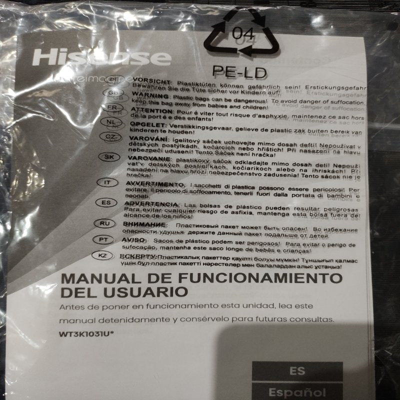 Lavadora Automática Hisense WT3K1031UT 10 Kilos