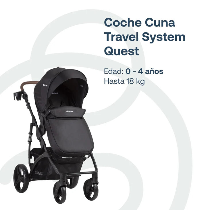 Coche Cuna Bebesit Travel System Quest Lx Negro