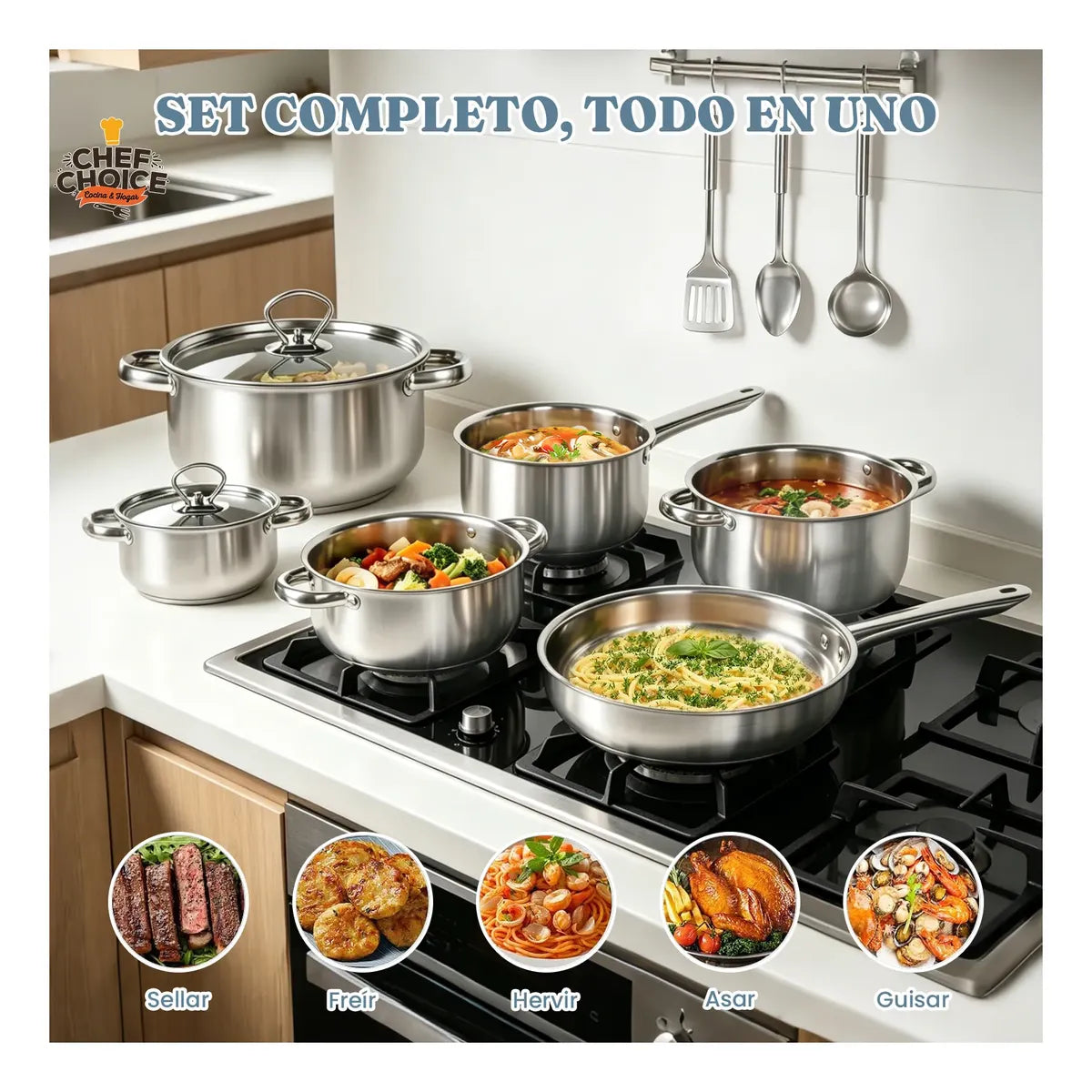 Juego de Batería de Cocina Chef Choice RBCL25112726 Inoxidable 15 Piezas