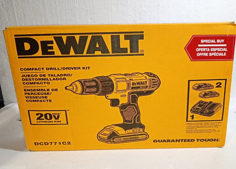 Taladro Atornillador Dewalt DCD771C2 + 2 Baterías + Cargador + Bolso