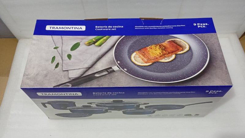 Set de Batería de Cocina Tramontina 9 Piezas, Antiadherente, azul oscuro