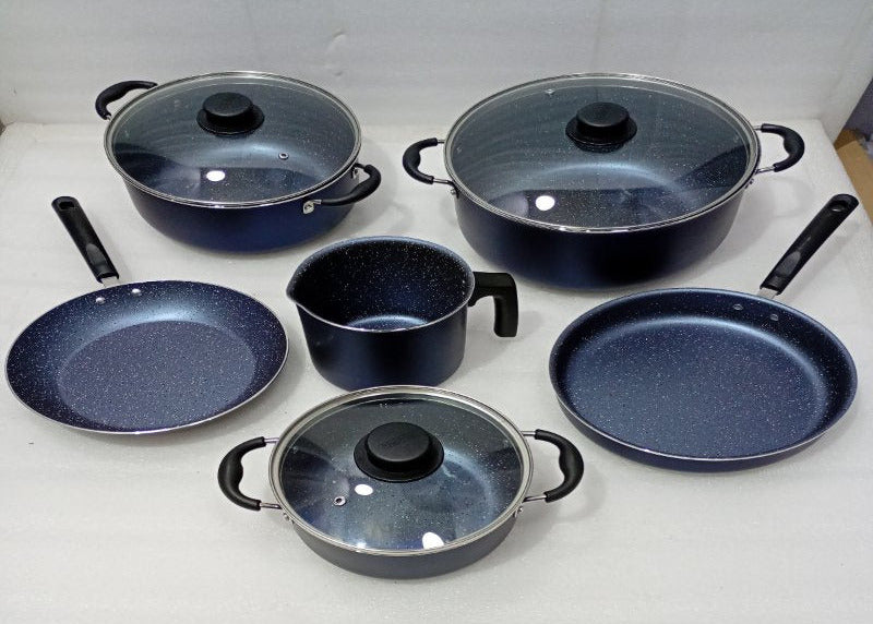 Set de Batería de Cocina Tramontina 9 Piezas, Antiadherente, azul oscuro