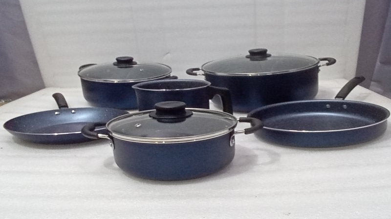 Set de Batería de Cocina Tramontina 9 Piezas, Antiadherente, azul oscuro