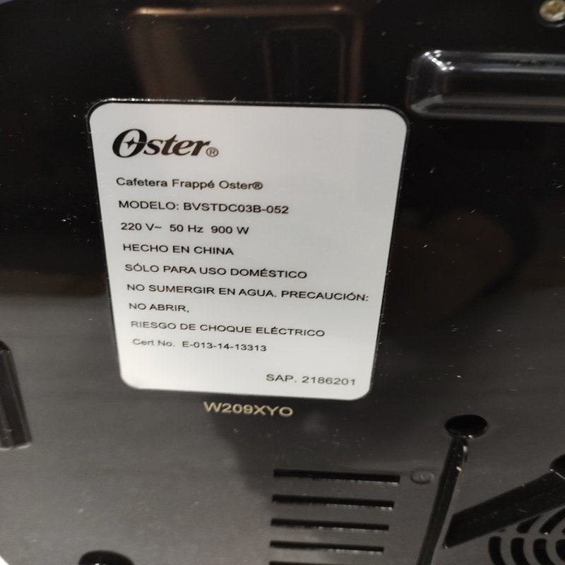 Cafetera para Frappé Oster con Licuadora 3 en 1 BVSTDC03B – 650 ml, 220V
