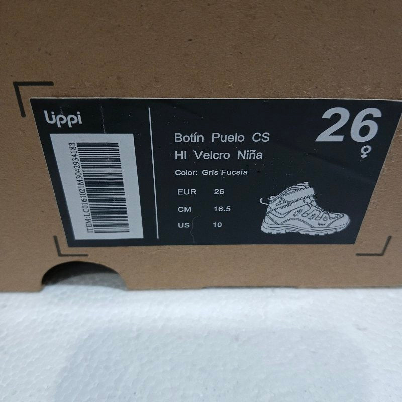 Botín Lippi Puelo CS HI Velcro – Gris/Fucsia, EUR 26 / 16,5 cm, Niña