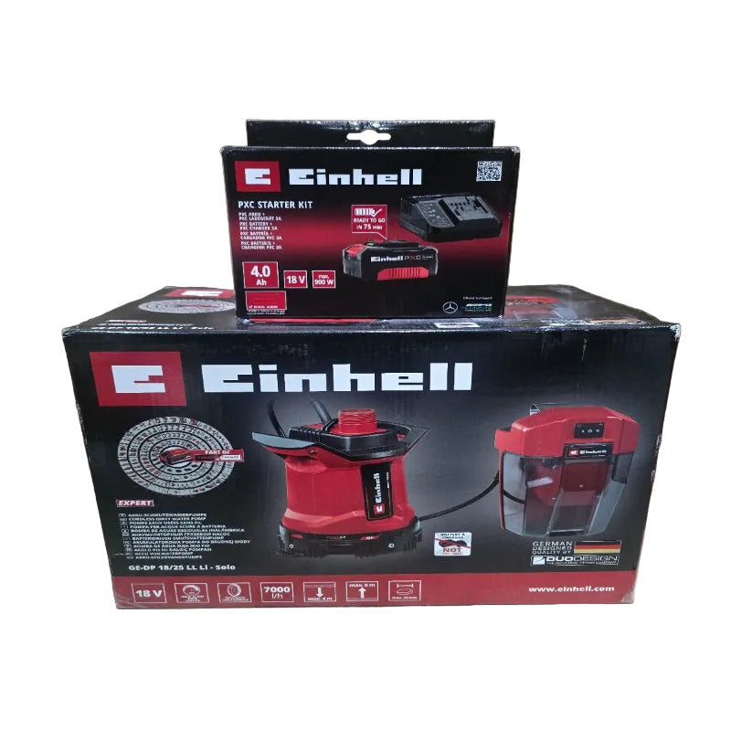 Bomba de Agua Sucia Inalámbrica Einhell GE-DP 18/25 LL Li – 18V, Roja