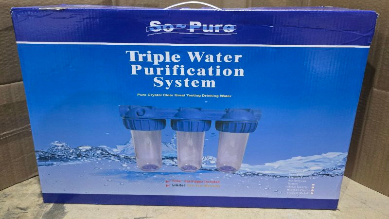 Filtro de Agua Triple Antisarro Ablandador SO-PURE 10 Pulgadas, Azul