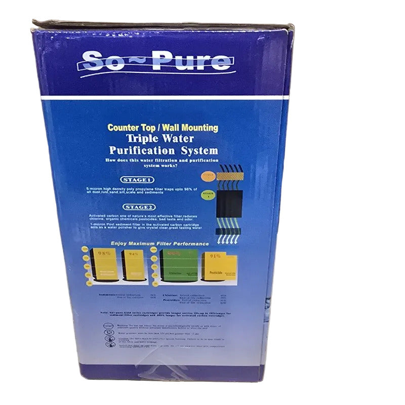 Filtro de Agua Triple Antisarro Ablandador SO-PURE 10 Pulgadas, Azul