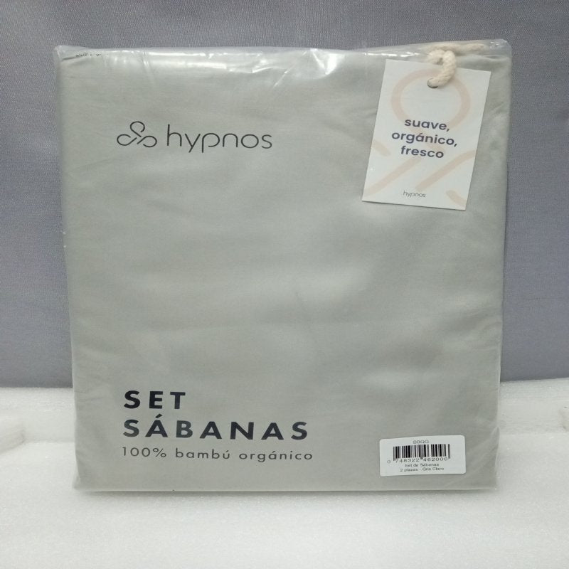 Set de Sábanas Hypnos Bambú Orgánico 2 Plazas, Gris Claro