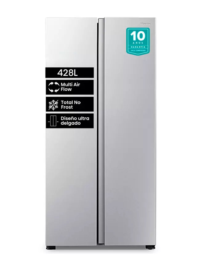 Refrigerador Congelador Dos Puertas Hisense Side By Side Rc-56ws Sistema De Deshielo Automático Silver 428 Litros
