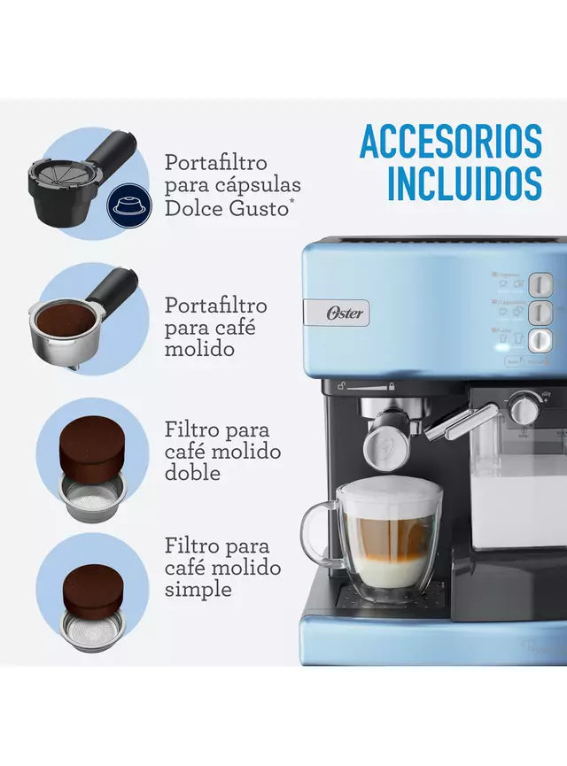 Cafetera Automática de Espresso Oster Prima Latte BVSTEM6603CC