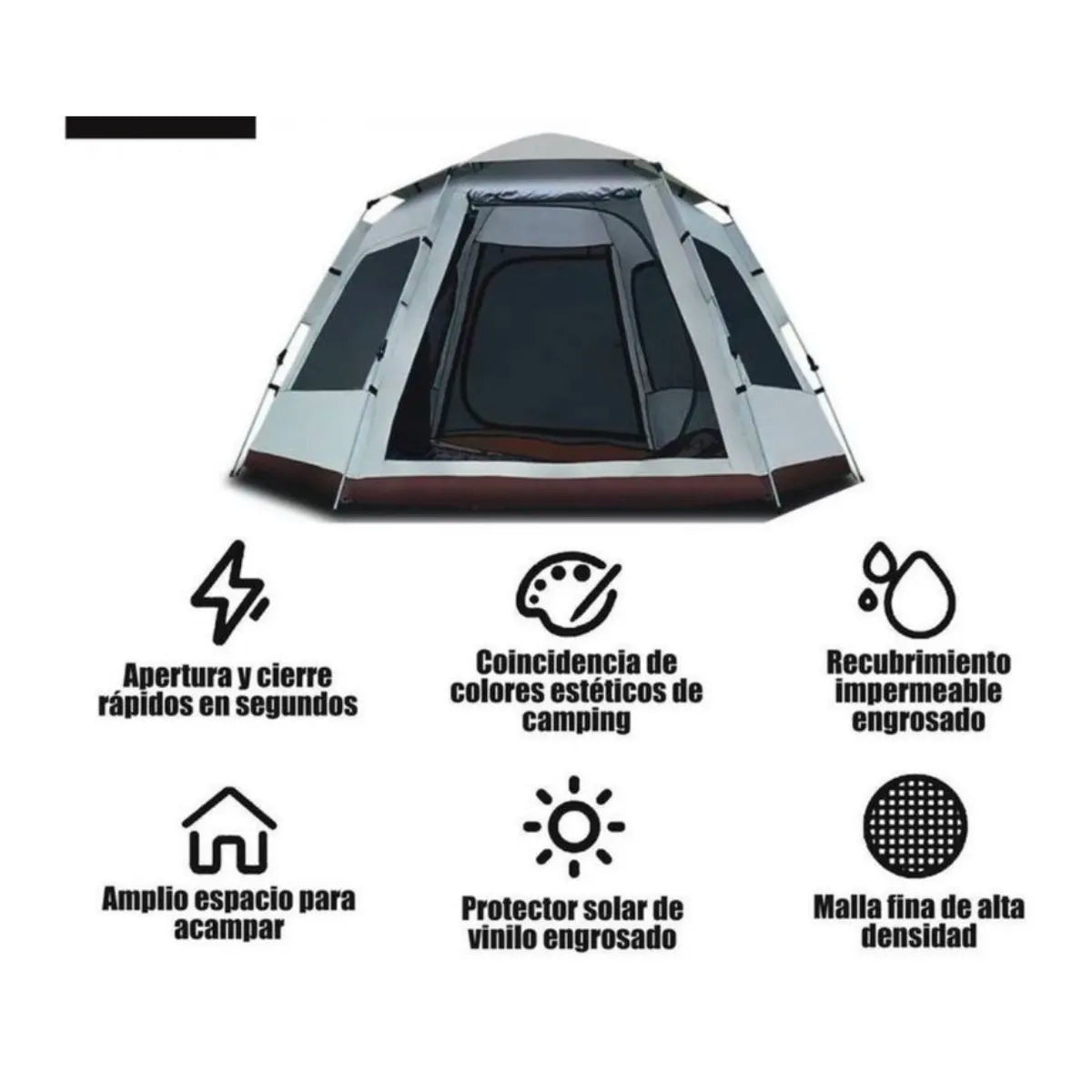 Carpa Automática Hexagonal 6 Personas 240x280x160 cm