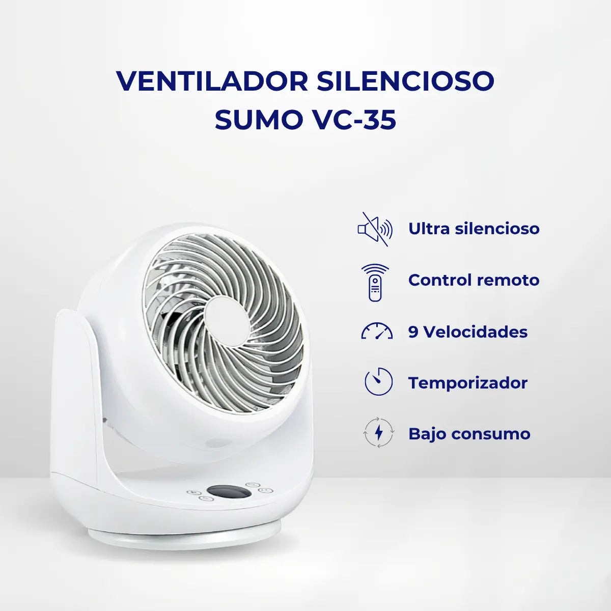 Ventilador de Mesa Sumo VC 35 Ultra Silencioso 9 Velocidades con Control Remoto