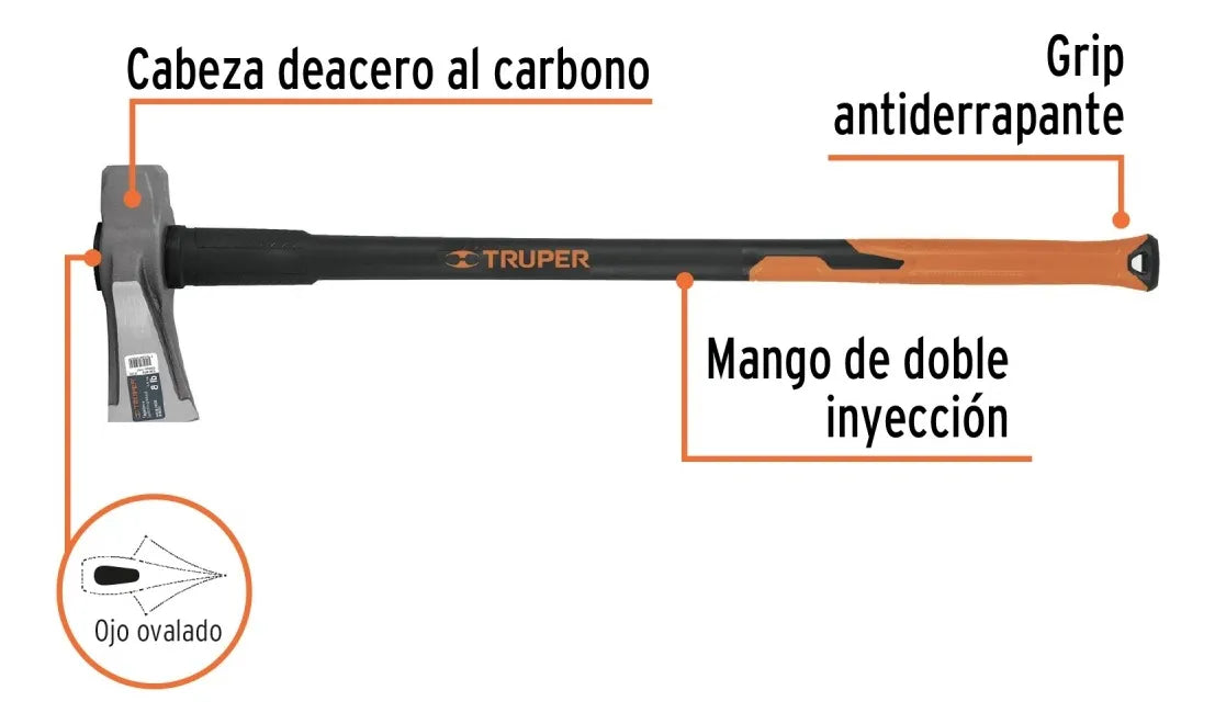 Tajadera Rapid 8 Lb Mango Fibra De Vidrio Truper 11137 Negro